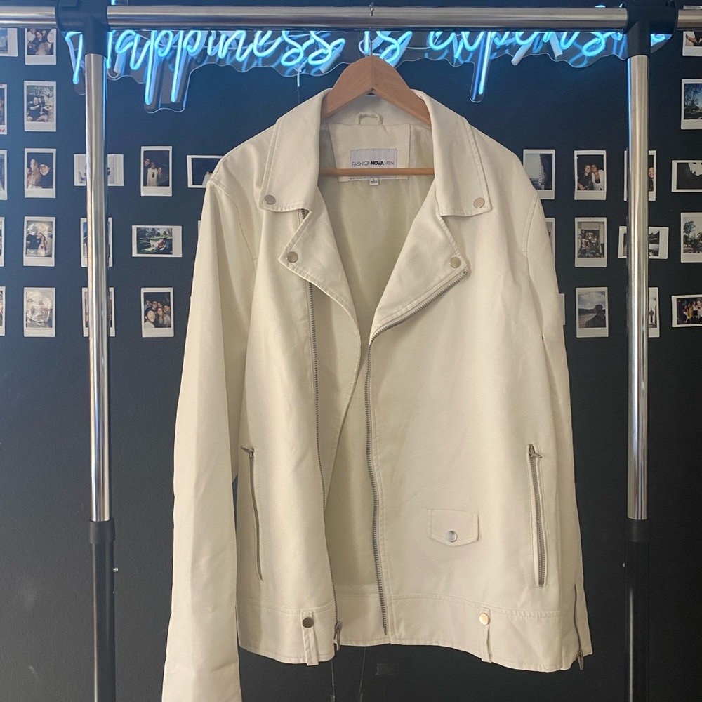 White Leather Moto Jacket